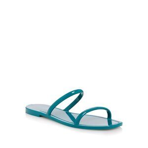AQUA Womens Teal Strappy Square Toe Slip On Jelly 6